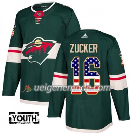 Kinder Eishockey Minnesota Wild Trikot Jason Zucker 16 Adidas 2017-2018 Grün USA Flag Fashion Authentic